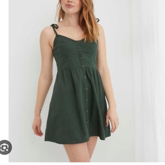Aerie Evergreen Button Down Summer Dress - Picture 5 of 5
